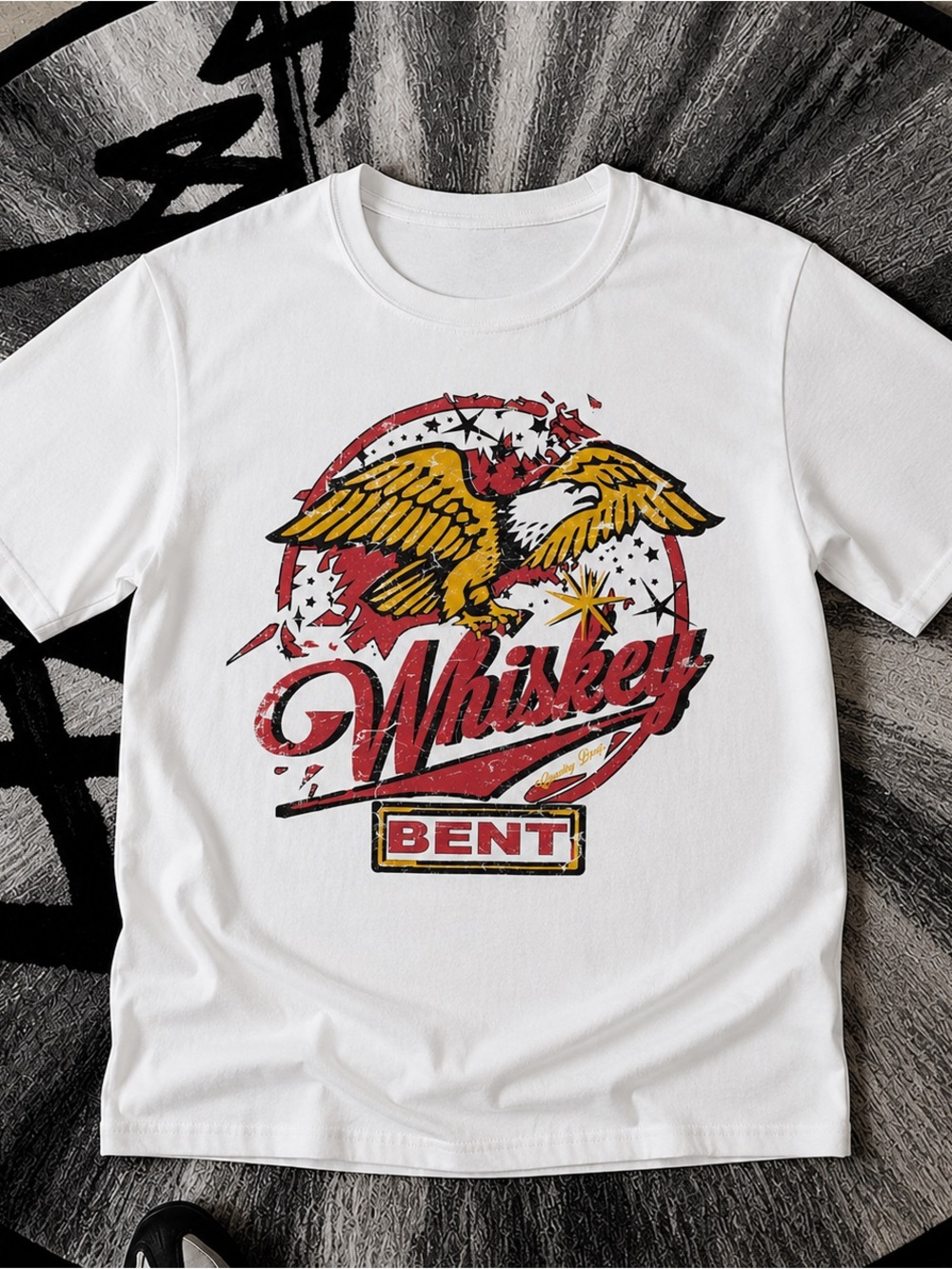 Whiskey Bent Eagle Shirt, Country Western Graphic Tee - White Unisex